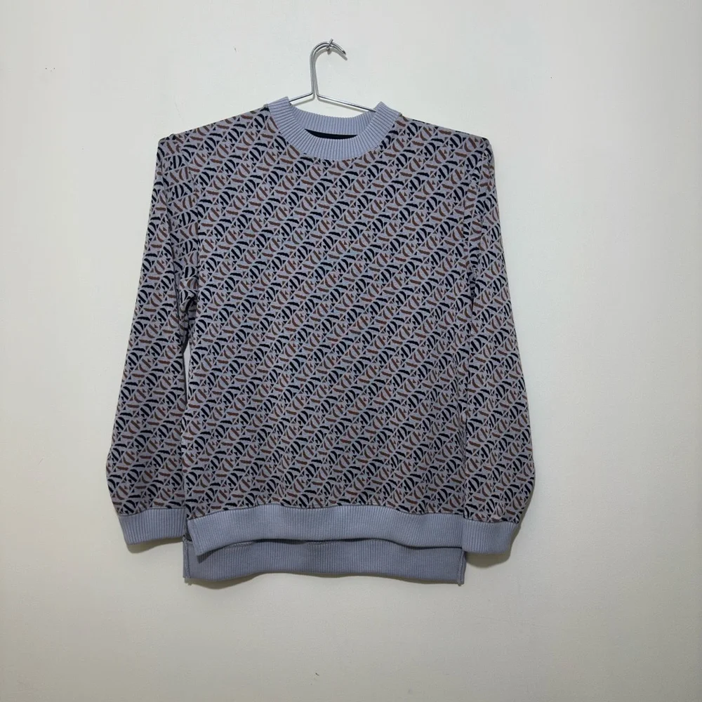 ASOS men’s  Black ,Tan and Gray Crewneck Sweater with Geometric Pattern size S